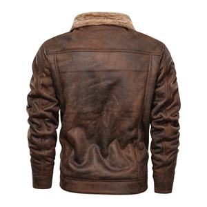 Mode <span class=keywords><strong>moto</strong></span> veste uniforme hommes veste extérieure automne et hiver <span class=keywords><strong>cuir</strong></span> Plus velours coton support-kaki chaud grande taille - Product Image 5