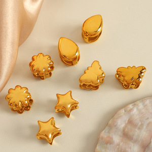 กิ๊บติดผมสีทองรูปดาวผีเสื้อรูปหยดน้ำเหล็กไทเทเนียมสำหรับผู้หญิงใช้ทุกวันฤดูร้อนปี 2024 - Product Image 1