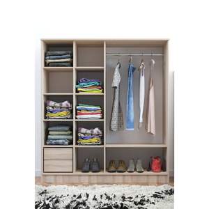 Armario Moderno de Madera Blanca Sonoma con Puerta Corredera y Cajones, Armario Plegable Grande de 2 Puertas para Dormitorio, Almacenamiento para el Hogar - Product Image 2