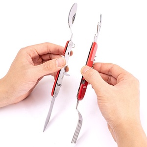 Herramientas de <span class=keywords><strong>Camping</strong></span>, Cubertería Portátil de Viaje 6 en 1, <span class=keywords><strong>Cubiertos</strong></span> <span class=keywords><strong>Plegables</strong></span> de Acero Inoxidable <span class=keywords><strong>para</strong></span> Exteriores, Utensilios de Supervivencia <span class=keywords><strong>para</strong></span> Viajes - Product Image 3