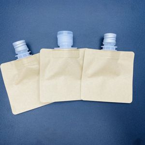 Pochette à bec verseur en papier artisanal de qualité alimentaire de 30ml avec capuchon en métal pour aliments pour bébés, sauce au jus de lait, shampooing, liqueur, plastique PE CPP - Product Image 1