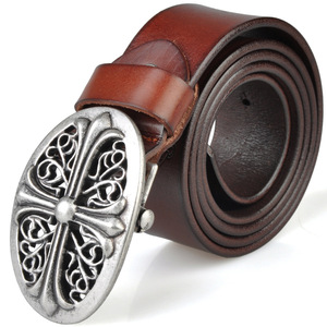 หัวเข็มขัดโลหะผสมรูปไข่ 3 มิติ กว้าง 3.8 ซม. หัวเข็มขัดแบบตะวันตก<span class=keywords><strong>พ</strong></span>ร้อมป้ายชื่อ คุณภาพแข็งแรง สายหนังแท้ เข็มขัดหนังวัววินเทจ - Product Image 2