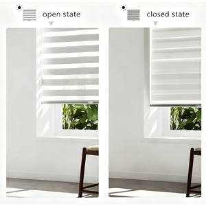 Stores de fenêtre zébrés de luxe Rideau de voilage occultant Combo Électrique Minimaliste Intégré Motif Vertical Plain Technique Polyester - Product Image 2