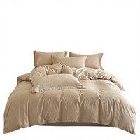 Parure de lit 4 pièces en jacquard gaufré 100 % coton respirant et lavé, luxe 200 fils, avec taies d'oreiller et drap pour la maison et l'hôtel