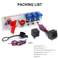 Interrupteur d'allumage 5 en 1, 12V, avec panneau LED, bouton poussoir marche/arrêt pour le démarrage du moteur, pour voiture de course