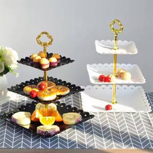 3 pz/set stile europeo tre strati torta di frutta vassoio fantasia da Dessert per la festa nuziale torta Stand di caramelle in plastica padella di frutta a secco - Product Image 2