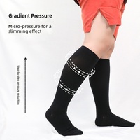 Chaussettes de compression grande taille en gros, promotionnelles, antibactériennes, en nylon, avec soutien large pour le mollet, hauteur genou, 15-20 mmHg, unisexe, taille S