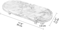Plateau ovale en marbre avec pieds Rangement pour bijoux Table d'aromathérapie Fournitures décoratives pour usage domestique
