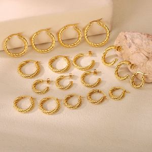 All In Stock stainless steel <b>Hoop</b> <b>Twisted</b> <b>earring</b> 18K Gold Plated Anti-Fade 316L ear post Hypoallergenic fashion jewelry <b>earring</b> - Product Image 1