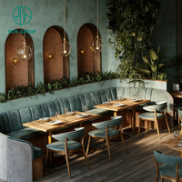 Ensemble de meubles écologiques en bois vert, canapé carré en velours, table et chaises pour café, restaurant, banquette, mobilier pour l'hôtellerie