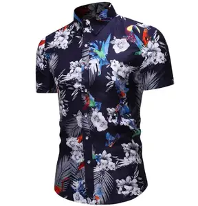 Yaz erkek çiçek kısa kollu gömlek gençlik moda trendi rahat gömlek Hawaii plaj üstleri