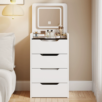 Table de toilette moderne et simple en bois, éclairée, extensible, multifonctionnelle, avec rangement, pour chambre à coucher, chevet, maquillage, salon