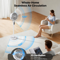 Ventilateur sur pied avec télécommande, oscillant, hauteur réglable, affichage numérique, en plastique, économe en énergie, pour l'extérieur et la maison