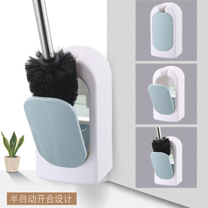 Toilet <b>Brush</b> Holder Wall Mounted Rectangular With <b>Long</b> <b>Handle</b> Soft Bristles For Bathroom Cleaning - Product Image 3
