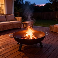 Vente en gros : Brasero rond en métal noir pour camping, chauffage, table brasero autoportante pour extérieur, jardin et patio