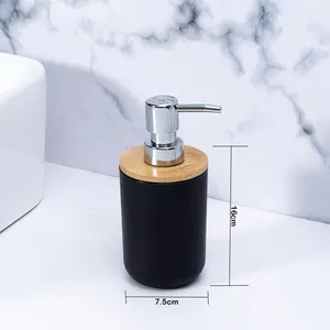 Fabrika özelleştirilmiş Modern tasarım banyo bambu pompa kafası sıvı sabun dağıtıcısı losyonu temizleyici duş jeli şişe