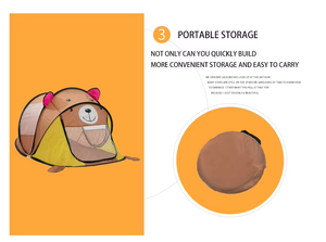 Carpa de Juego Infantil de Poliéster con Forma de Oso Vista, con Mosquitera, para Jugar en Interiores y Exteriores - Product Image 4