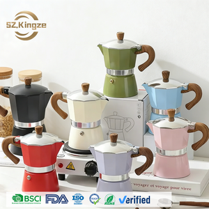 กาต้มกาแฟโมก้าพอทอลูมิเนียม Kingze Classic Premium ขนาด 1/3/6 ถ้วย <span class=keywords><strong>แบบ</strong></span>พกพา ผลิตตามมาตรฐาน OEM สไตล์อิตาลี สำหรับใช้ในบ้านและร้าน<span class=keywords><strong>กาแฟ</strong></span> - Product Image 1