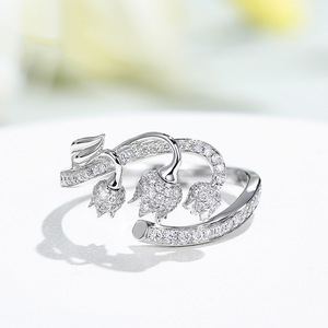 Bague ouverte en forme de bourgeon de rose pour femme, élégante, réglable, design floral, bijoux de mode pour les fêtes et le quotidien, cadeau - Product Image 6
