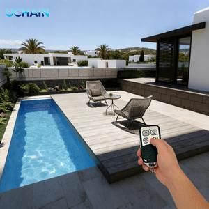 YOLO-POOL Couverture de <span class=keywords><strong>piscine</strong></span> électrique rétractable à verrouillage automatique - <span class=keywords><strong>Acier</strong></span> inoxydable 304 et terrasse en WPC antidérapante pour une utilisation en extérieur - Product Image 1