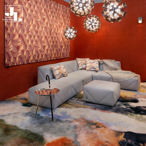 Stile moderno Villa soggiorno a forma di L divano Set Hotel lusso legno struttura in tessuto divano imbottito mobili - Product Image 3