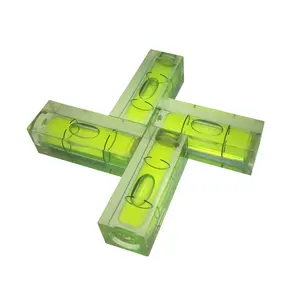 Mini frasco quadrado de plástico para nível de bolha, espiral de nível de bolha de plástico com cor verde/amarelo