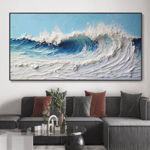 Dipinto a Olio 3D con Texture Oceano, Arte Astratta Blu Mare, Pittura alla Moda Impressionista, Decorazione per Soggiorno, Arte Murale per Casa - Product Image 3