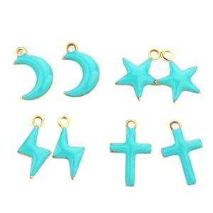 Pendentif étoile lune croix éclair en acier inoxydable, accessoires de bijoux en émail pour la fabrication de colliers H1407 - Product Image 5