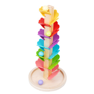 Juguete Montessori de Madera para Bebés <span class=keywords><strong>y</strong></span> Niños Pequeños, Pista de Bolas con Forma de Hoja, Árbol Giratorio, Bloques de Construcción Arcoíris, Música, Educación Temprana, Alivio del Estrés - Product Image 5