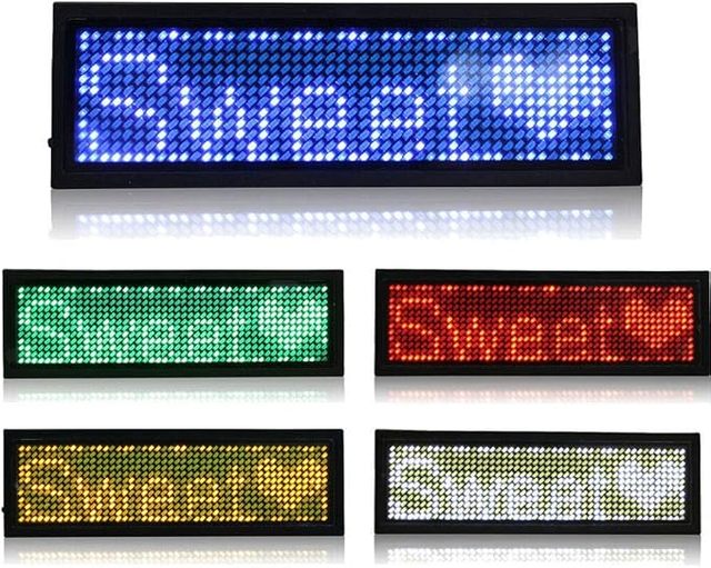 USB Rechargeable Programmable LED Name Tag Scrolling Text Display Magnetic Business Badge for Conference Event Staff