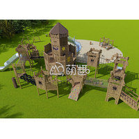 Aire de jeux d'aventure pour enfants sur le thème du château Moetry, en plein air, avec un grand toboggan en acier inoxydable pour parc d'attractions, complexe hôtelier, camping