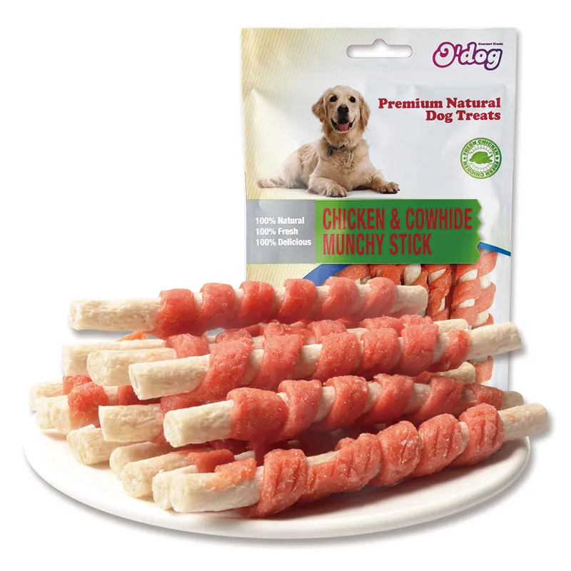 O'dog ที่ห่ออาหารสุนัขแบบแห้ง,ขนมแท่งเนื้อมันชี่ทำจากหนังวัวสำหรับสุนัขฟันเคี้ยวตามธรรมชาติสำหรับฝึกสุนัข