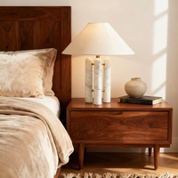 Lampe de table moderne en marbre avec abat-jour en tissu - Douille E27 Luminaire de bureau pour réception d'hôtel, bureau, salon, salle d'étude