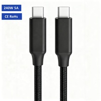 Kabel Pengisi Daya USB-C Tipe-C ke USBC 240W 5A 48V Pengisian Cepat 1m 2m 3m Kabel Data Pengisi Daya USB Tipe C Ladekabel 240 Watt Kabel Terjalin
