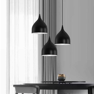 Công nghiệp sáng tạo mặt dây chuyền ánh sáng thanh phòng ăn nhà bếp nhà đèn chùm ánh sáng mặt dây chuyền E27 màu đen kim loại bóng râm hiện đại Bắc Âu đèn - Product Image 3