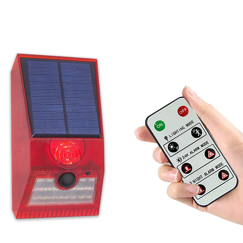 Multi-Function Solar Alarm Lamp Remote Control Security Alarm Siren Pir Motion Sensor Detector Wall Light For Home Yard Outdoor