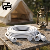Câble d'extension Linsheng Europe 10m blanc SGS H07RN-F Schuko avec protection étanche IP44 16A 250V pour usage extérieur