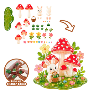 Set de Pegatinas Apilables 3D de Cristal, Escena de Jardín con Conejitos y Hongos, Piezas Transparentes de Cristal, Juguete de Manualidades <span class=keywords><strong>para</strong></span> Desarrollo de Motricidad Fina <span class=keywords><strong>para</strong></span> Niños Pequeños - Product Image 3