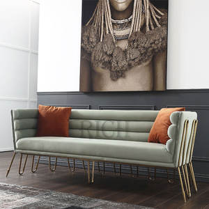 <span class=keywords><strong>Poltrona</strong></span> Decorativa in Tessuto Verde Chiaro, Elegante Sedia Singola di Lusso con <span class=keywords><strong>Gambe</strong></span> in Acciaio Inox Color <span class=keywords><strong>Oro</strong></span>, Stile Nordico - Product Image 6