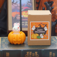 Vela Votiva Orgánica de Cera de Soja con Diseño de Fantasma de Halloween, Hecha a Mano, Creativa, con Efecto de Péndulo, Calabaza, Regalo Festivo
