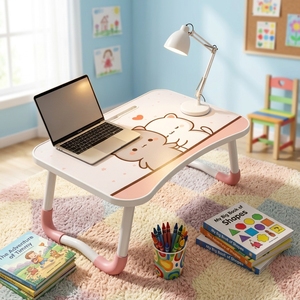 Scrivania Pieghevole Regolabile in Legno per Letto, Tavolo Multifunzionale per <span class=keywords><strong>Computer</strong></span> Portatile con Cassetto - Product Image 2
