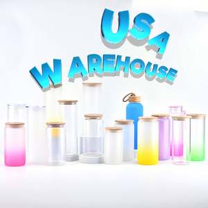 Mug en verre dépoli transparent pour sublimation 16oz, style canette de bière, avec couvercle en bambou et pailles, entrepôt USA - Product Image 5