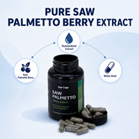Capsules de Serenoa Repens Saw Palmetto 500 mg, bien-être de la prostate, confort des voies urinaires, équilibre androgène, complément alimentaire pour hommes