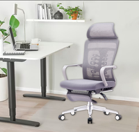 Chaise de bureau ergonomique pliable avec appui-tête réglable, dossier haut en tissu respirant, chaise de direction pivotante pour ordinateurs