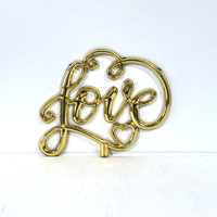 Décoration de gâteau en plastique plaqué or, motif cœur en écriture cursive, pour mariage, Saint-Valentin, fiançailles, anniversaire - Prix usine
