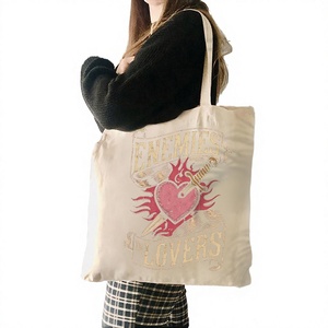 กระเป๋าผ้าแคนวาสลายกราฟิก Fashion Enemies Lovers แบบสะพายไหล่  สำหรับเดินทาง  สำหรับผู้หญิง  นำกลับมาใช้ใหม่ได้ ทนทาน น้ำหนักเบา - Product Image 4