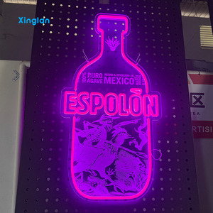 Letrero LED de Neón con Forma de Botella Personalizada, Letrero Luminoso Decorativo para Interiores de Bares y Pubs, Letrero Publicitario Iluminado para Montar en la Pared con la Marca de <span class=keywords><strong>Tequila</strong></span> o Licor - Product Image 1
