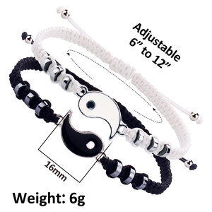 Handmade Adjustable Alloy <strong>Bracelets</strong> for Men Chinese Tai Chi <strong>Yin</strong> <strong>Yang</strong> Charm Trendy Friendship Braid <strong>Bracelets</strong> Gift for Couples - Product Image 2
