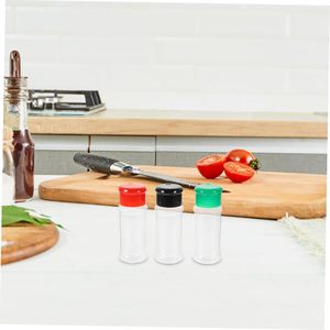 Botella de Plástico para Especias de Grado Alimenticio de 100 ml, Salero y Pimentero, Botella Transparente de PET con Tapa Abatible Negra, Roja y Verde - Product Image 4