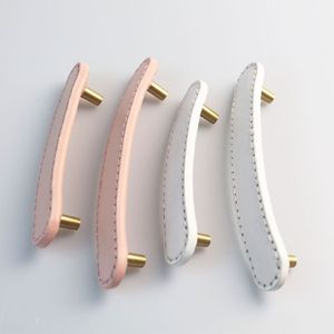 Children's Bedroom Pull-Handle Cabinet Door <b>Drawer</b> Brass Leather Furniture Hardware Modern Design Durable for Dresser Hotel - Product Image 2
